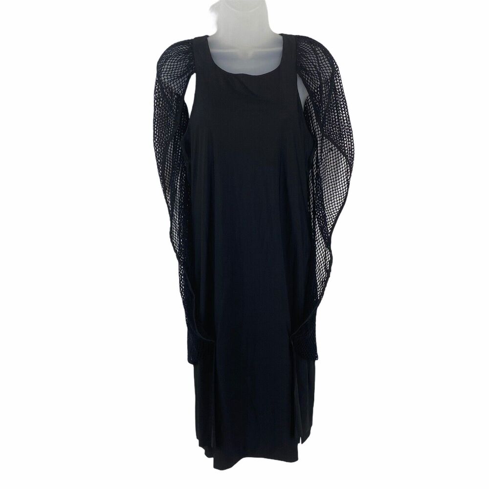 Jefferson Kulig P Netted Dress XS Black Art Sleeveless Shift Cocktail Statement